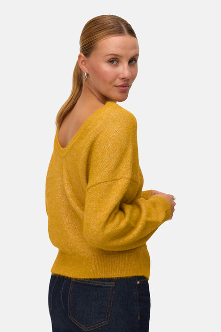 Pull met ronde hals - geel