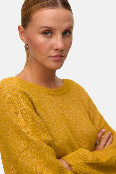 Pull met ronde hals - geel