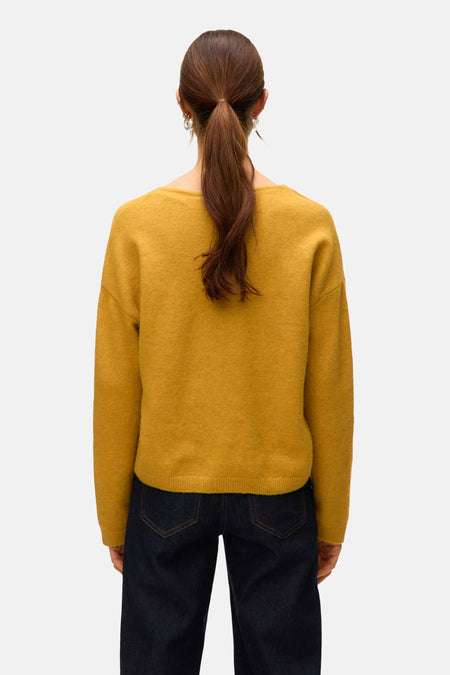 Pull met V-hals - geel