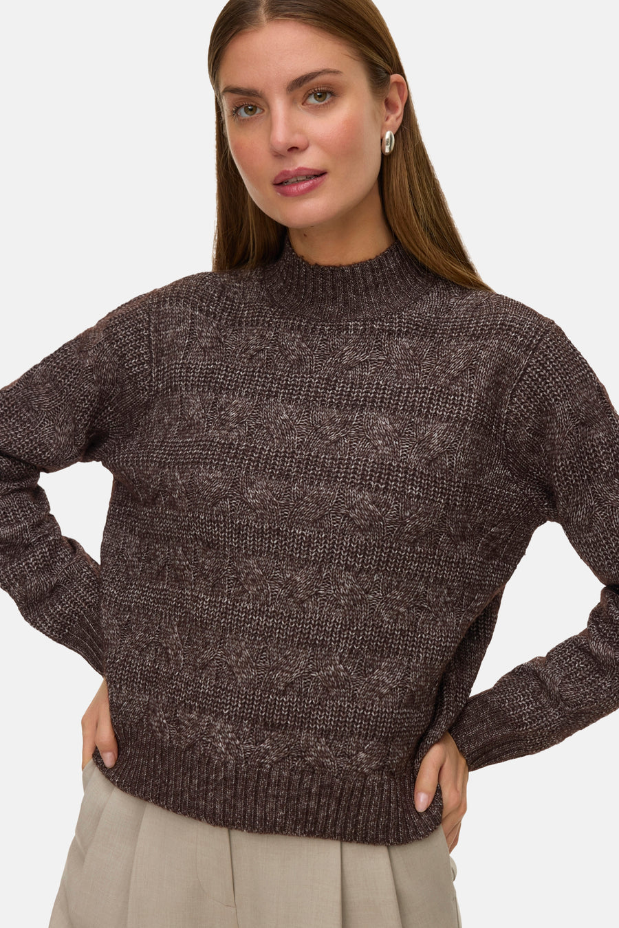 Pull met rolkraag - bruin - VERO MODA®