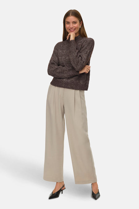 Pull met rolkraag - bruin