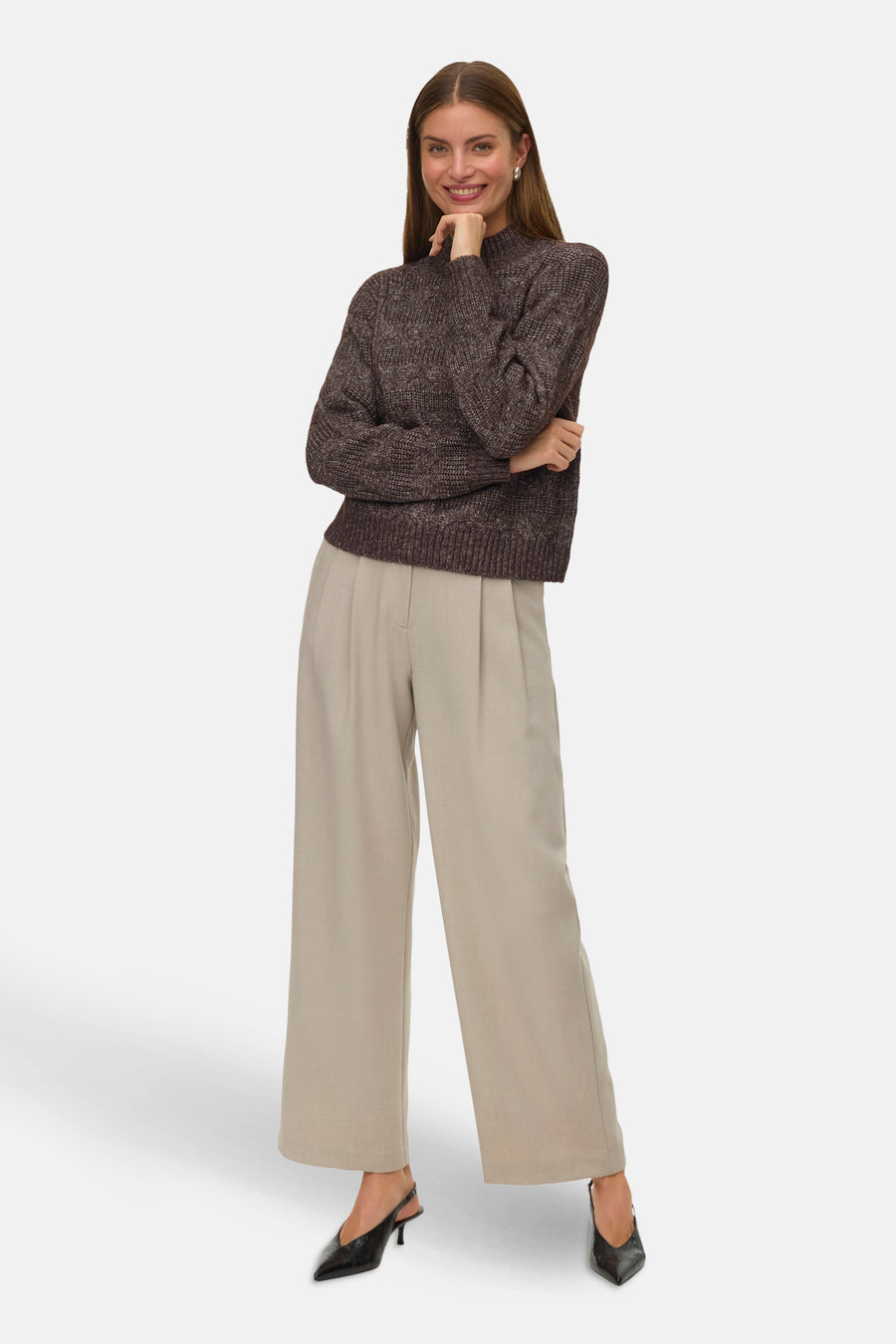 Pull met rolkraag - bruin - VERO MODA®