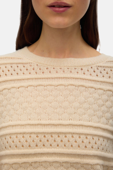 Pull met ronde hals - beige
