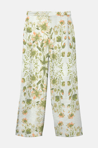 Pantalon vert de VERO MODA® avec un imprimé de fleurs en prune et des tons verts.
