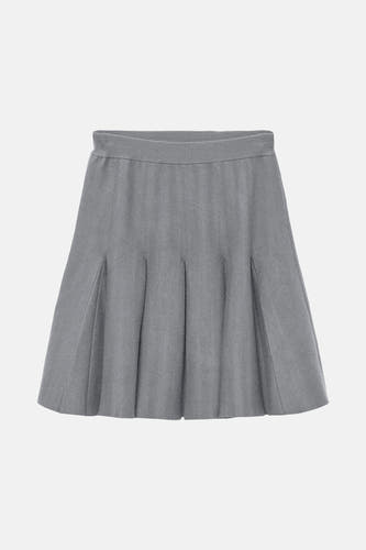 Grijze, korte rok van VERO MODA® met plooien en een ribgebreide tailleband.