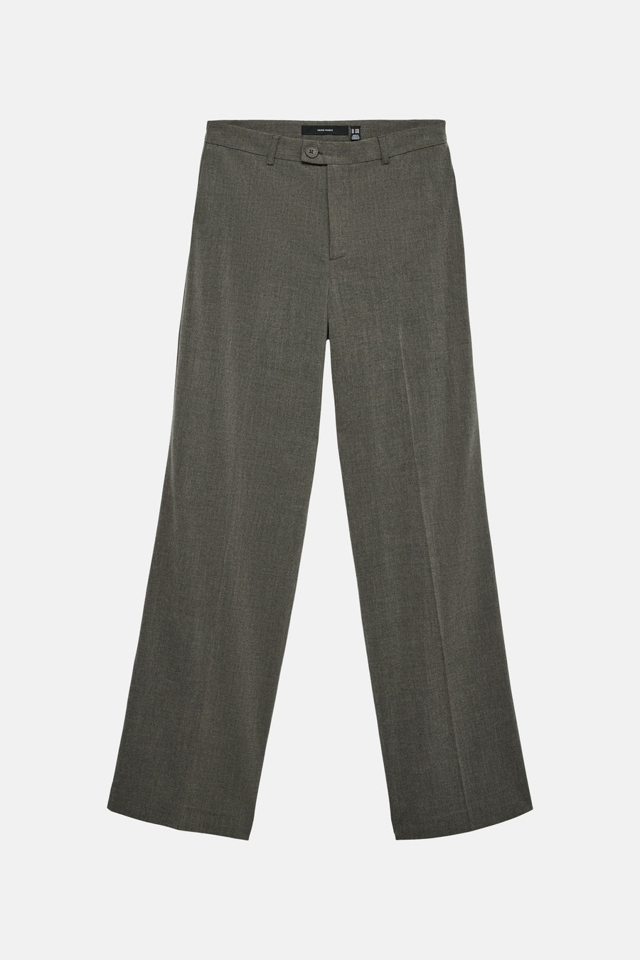 Pantalon gris VERO MODA à jambes larges, fermeture à bouton et texture fine.