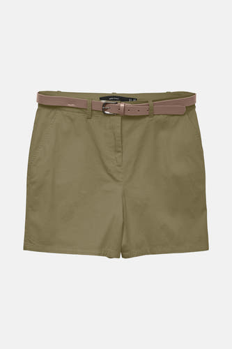 Short vert de VERO MODA, avec une ceinture marron, vu de l'arrière.