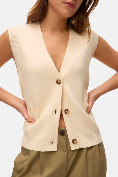 VMSABA SL V-NECK BUTTON VEST