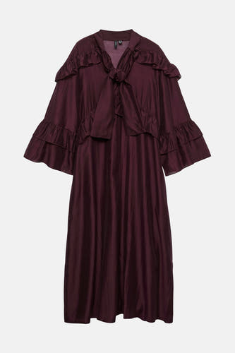 Paarse kleedjes met lange mouwen van VERO MODA®, met ruches en een strikdetail.