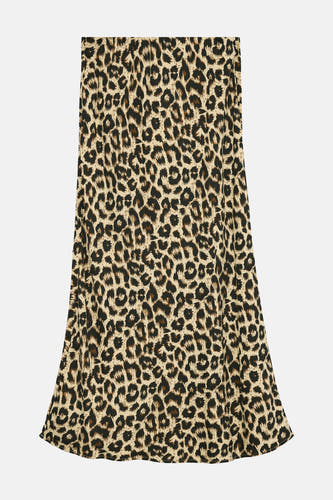 Bruine lange rok van VERO MODA met een luipaardprint.
