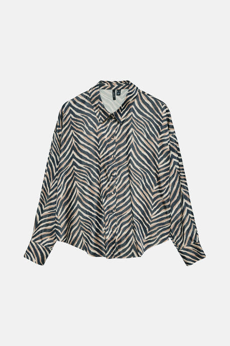 Veelkleurig hemd met lange mouwen van VERO MODA, met een zebraprint en knoopsluiting.