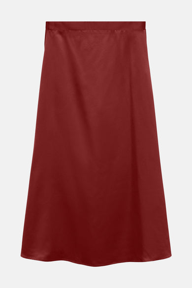 Lange bordeaux rok van VERO MODA, met een subtiele glans, losjes vallend.