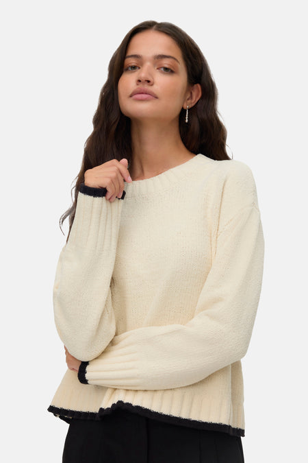 Pull met ronde hals - ecru