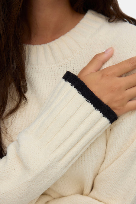Pull met ronde hals - ecru