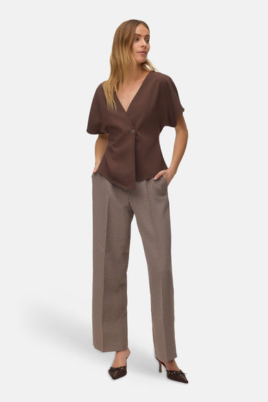 Blouse met korte mouwen - bruin