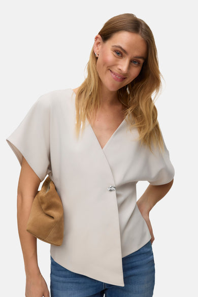 Blouse met korte mouwen - beige