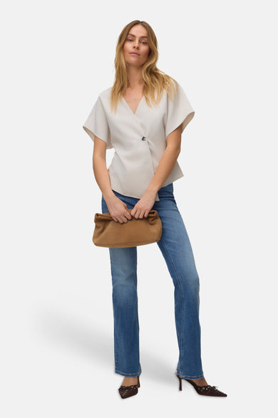 Blouse met korte mouwen - beige