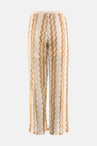 Multicolor broek van open gebreide stof van VERO MODA® met golvende strepen en een elastische tailleband.