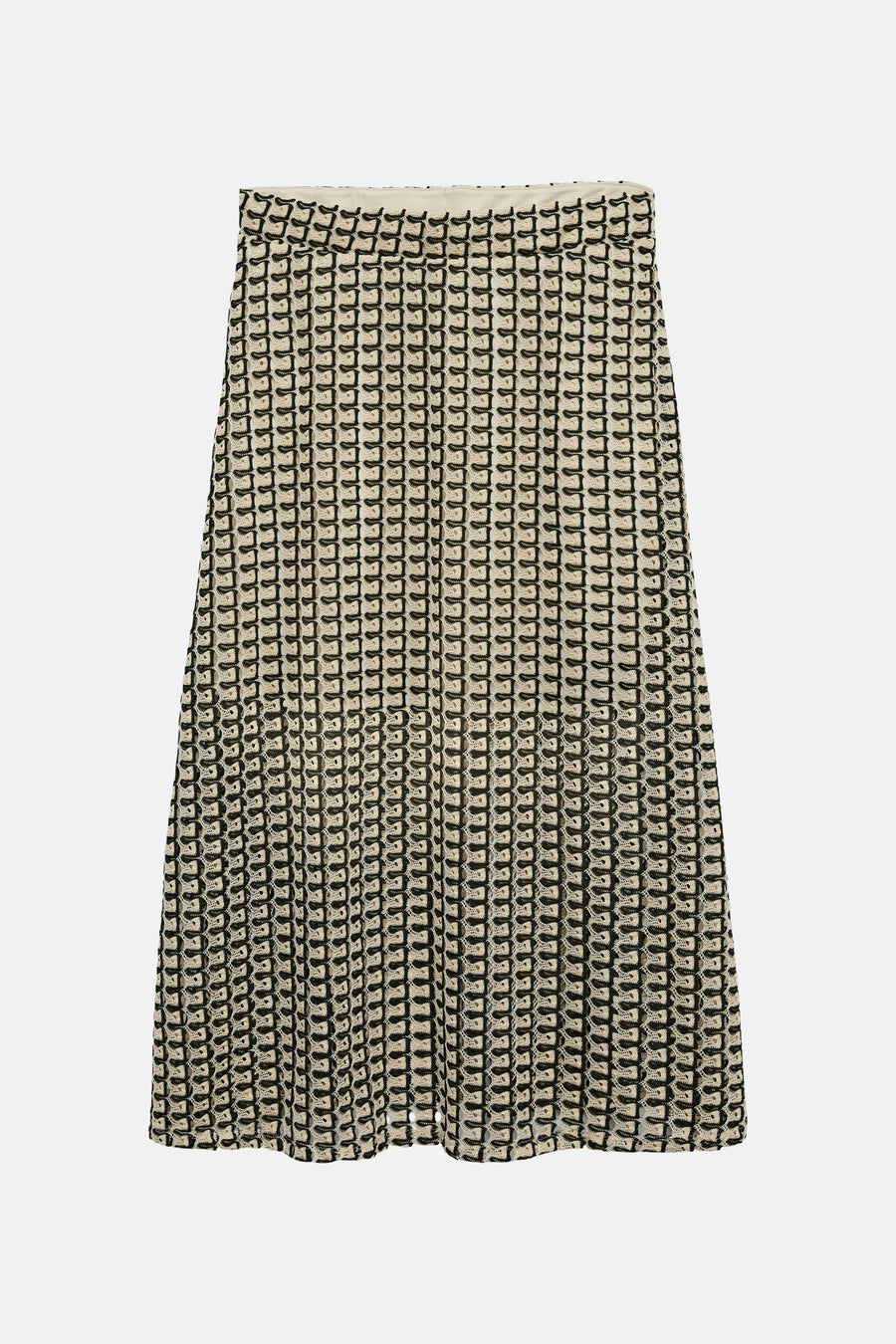 Beige en zwarte rok van VERO MODA® met open gehaakt geometrisch patroon.