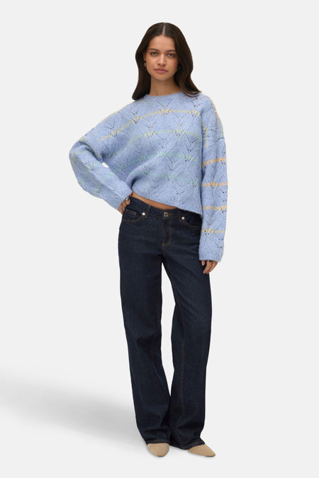 Pull met ronde hals - blauw