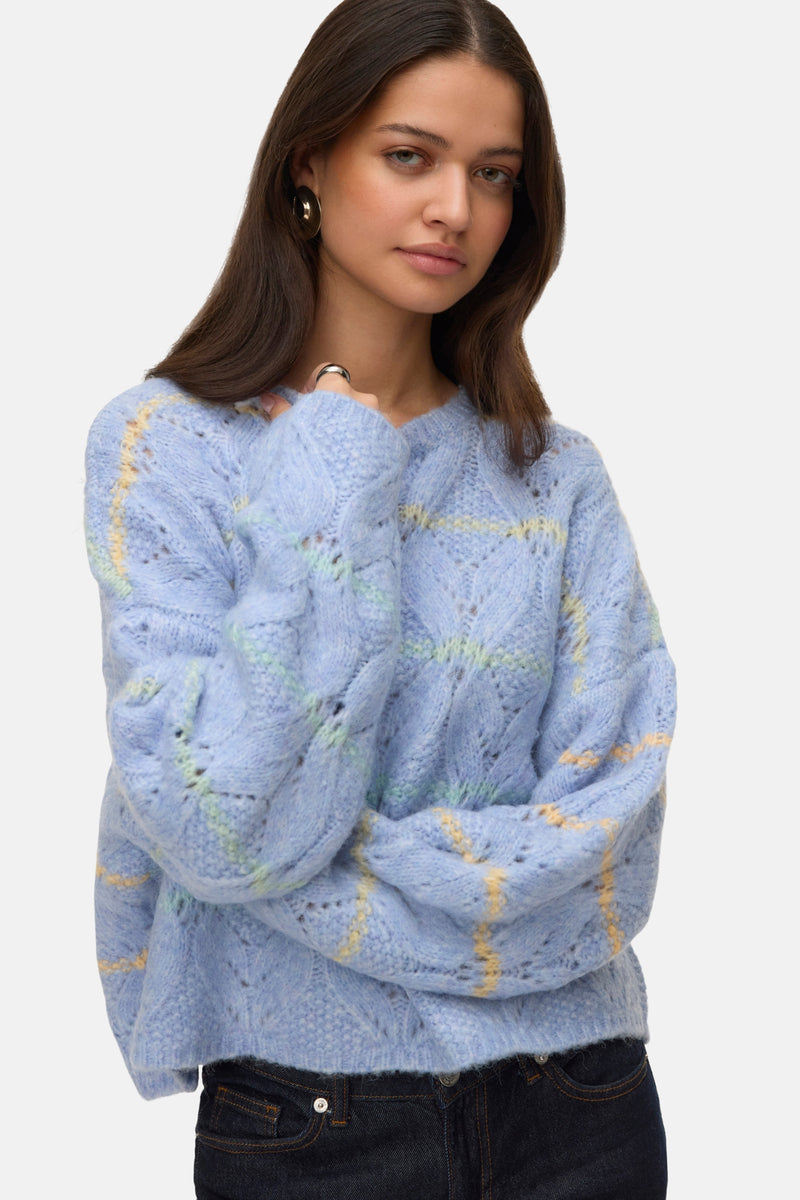 Pull met ronde hals - blauw