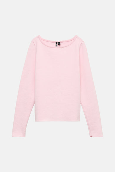 Roze trui met ronde hals van VERO MODA®, met lange mouwen en een subtiele textuur.