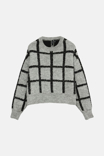 Pull met ronde hals - grijs
