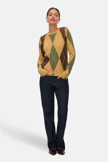 Pull met ronde hals - geel