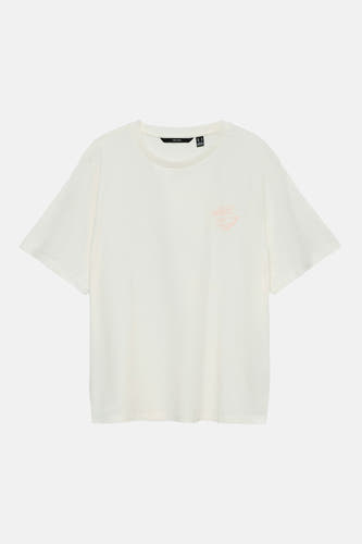 Wit T-shirt van VERO MODA® met roze oesterprint op de borst.