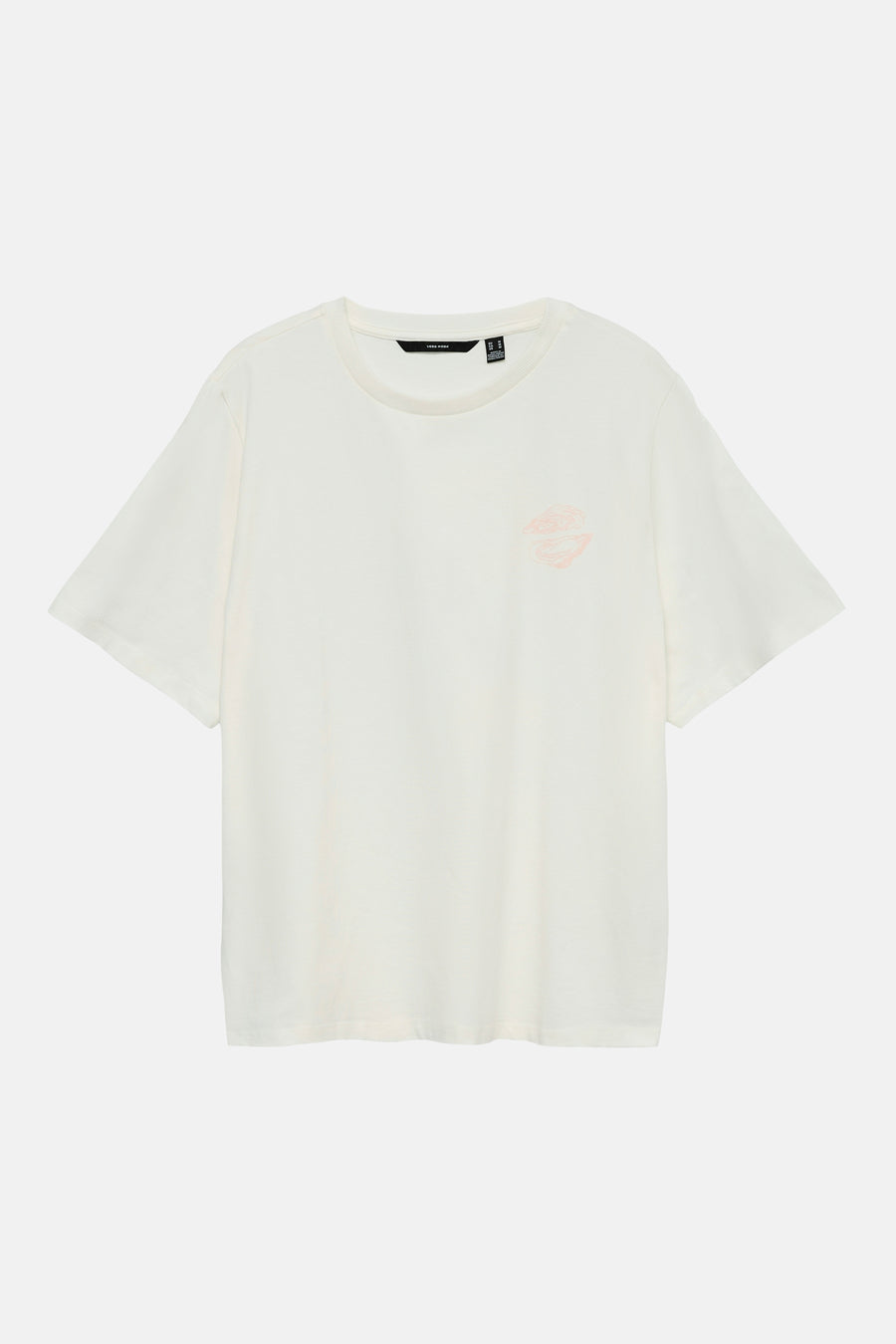 Wit T-shirt van VERO MODA® met roze oesterprint op de borst.