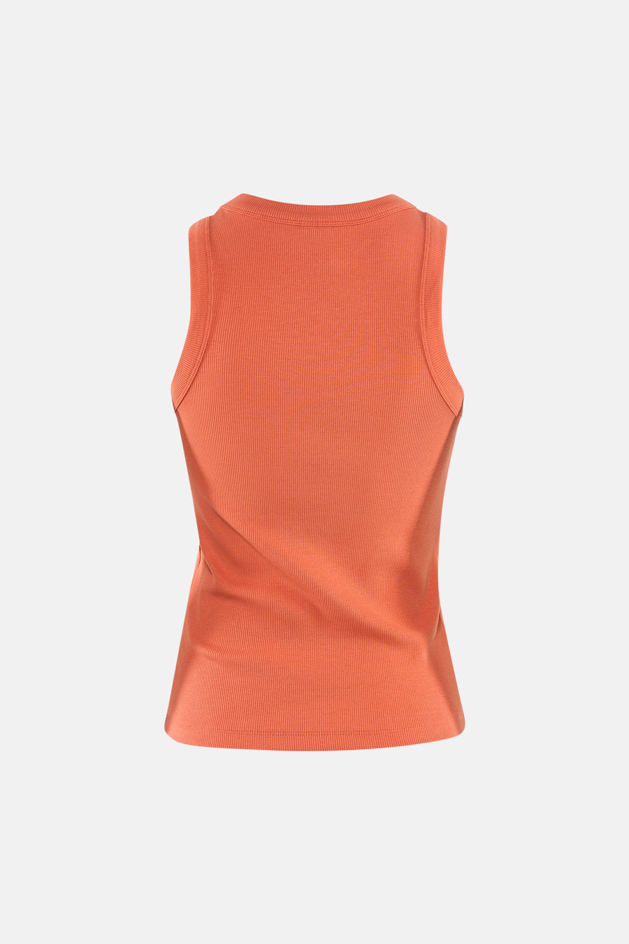 Oranje ribbeltop van VERO MODA®, rugzijde, strakke pasvorm, korte mouwen, gladde textuur