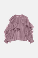 VMSABRINA LS O-NECK FLOUNCE TOP WVN EXP