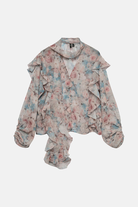 VMSABRINA LS SCARF FLOUNCE TOP WVN EXP