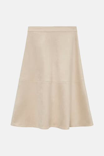 Beige lange rok van VERO MODA, met stiksels en een zachte textuur.