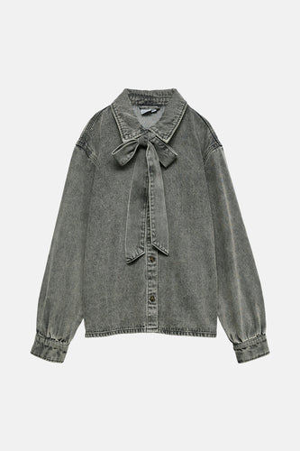 VMPAIGE LS BOW DENIM SHIRT WEH