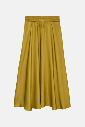 Groene lange rok van VERO MODA® met elastische tailleband en soepele, gestructureerde stof.