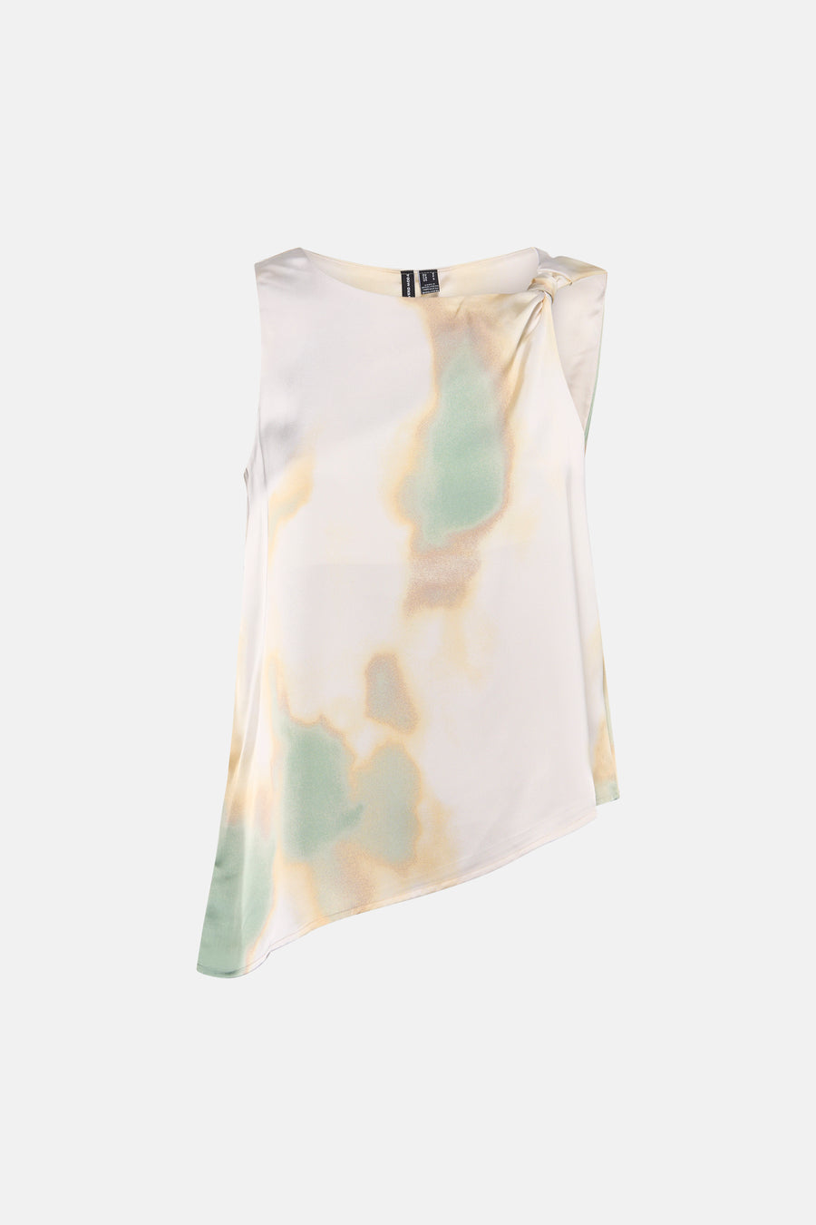 Multicolor mouwloze blouse van VERO MODA® met waterverfprint, asymmetrische zoom en knoopdetail aan de schouder