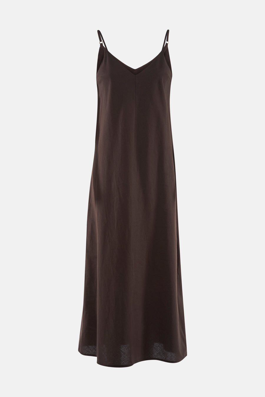 Robe marron sans manches de VERO MODA® avec col en V, fines bretelles et texture légère.