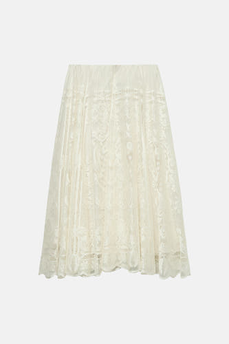 Lange beige rok van VERO MODA® met delicaat bloemenkantpatroon.