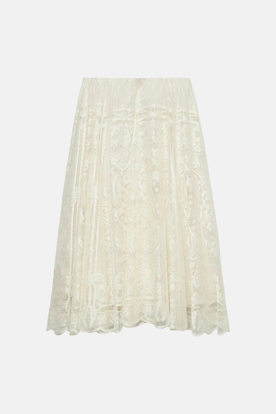 Lange beige rok van VERO MODA® met delicaat bloemenkantpatroon.