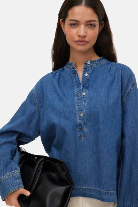 Blouse met lange mouwen - blauw