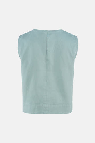Groene korte mouwen blouse van VERO MODA®, achterzijde met centrale ritssluiting, fijne textuur, strakke pasvorm