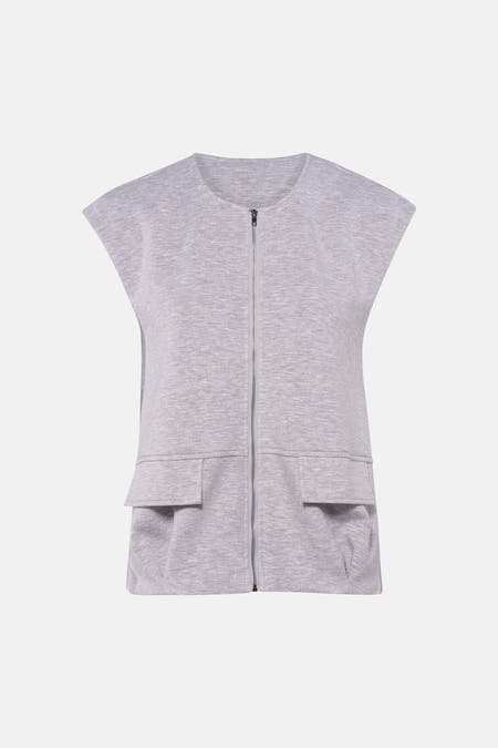 Gilet gris de VERO MODA, avec fermeture à glissière et poches sur l'avant.