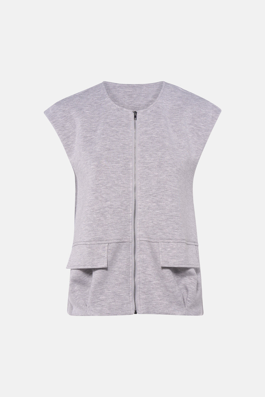 Gilet gris de VERO MODA, avec fermeture à glissière et poches sur l'avant.