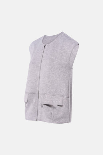 Gilet gris VERO MODA® avec fermeture à glissière et poches brodées.