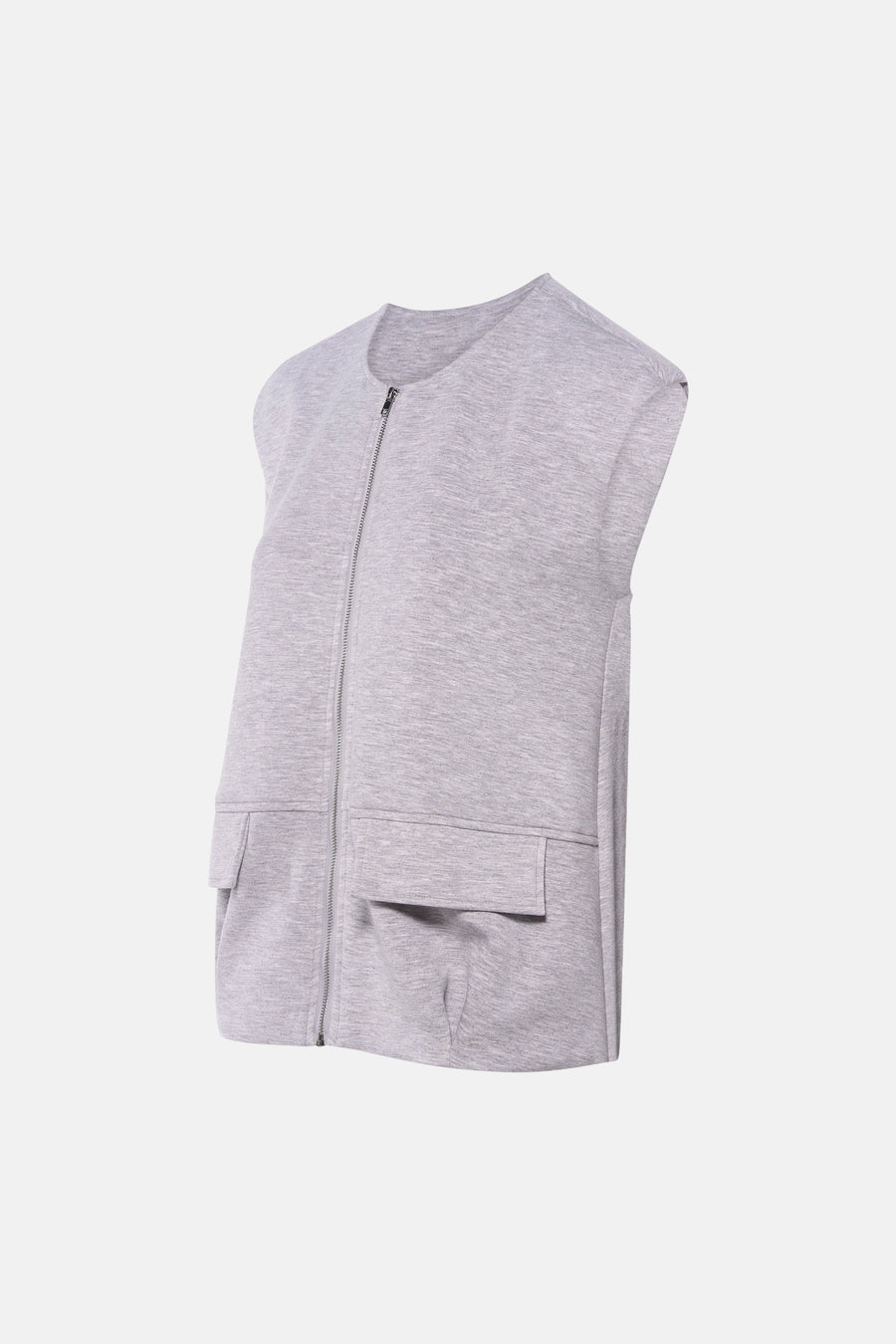 Gilet gris VERO MODA® avec fermeture à glissière et poches brodées.