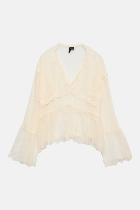 Blouse met lange mouwen - ecru