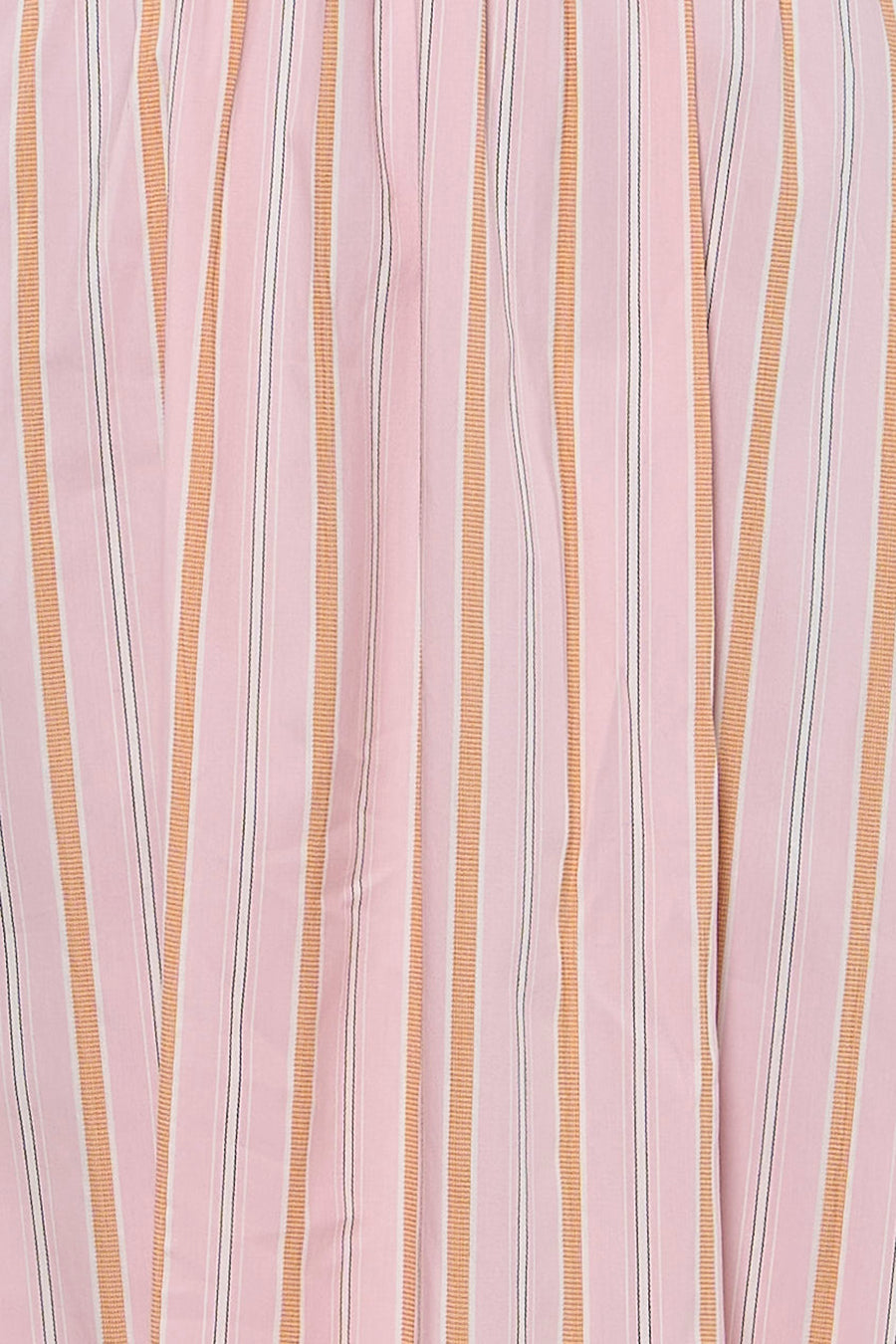 Roze mouwloos kleedje met verticale strepen van VERO MODA®, zacht gestreept patroon in roze, oranje en wit, close-up detail