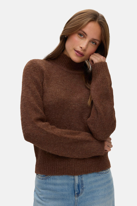 Pull met rolkraag - Cocoa Brown