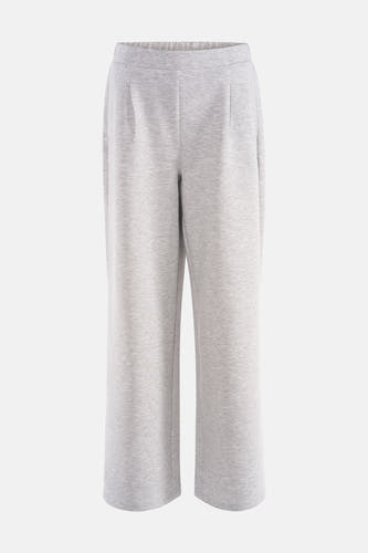Grijze broek van VERO MODA, met wijde pijpen en een elastische tailleband.